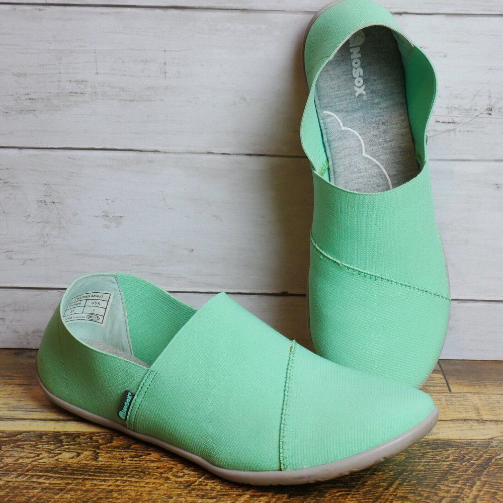 NoSox Women’s Size 7 Paloma Sport Flat Green Active Comfort Shoes